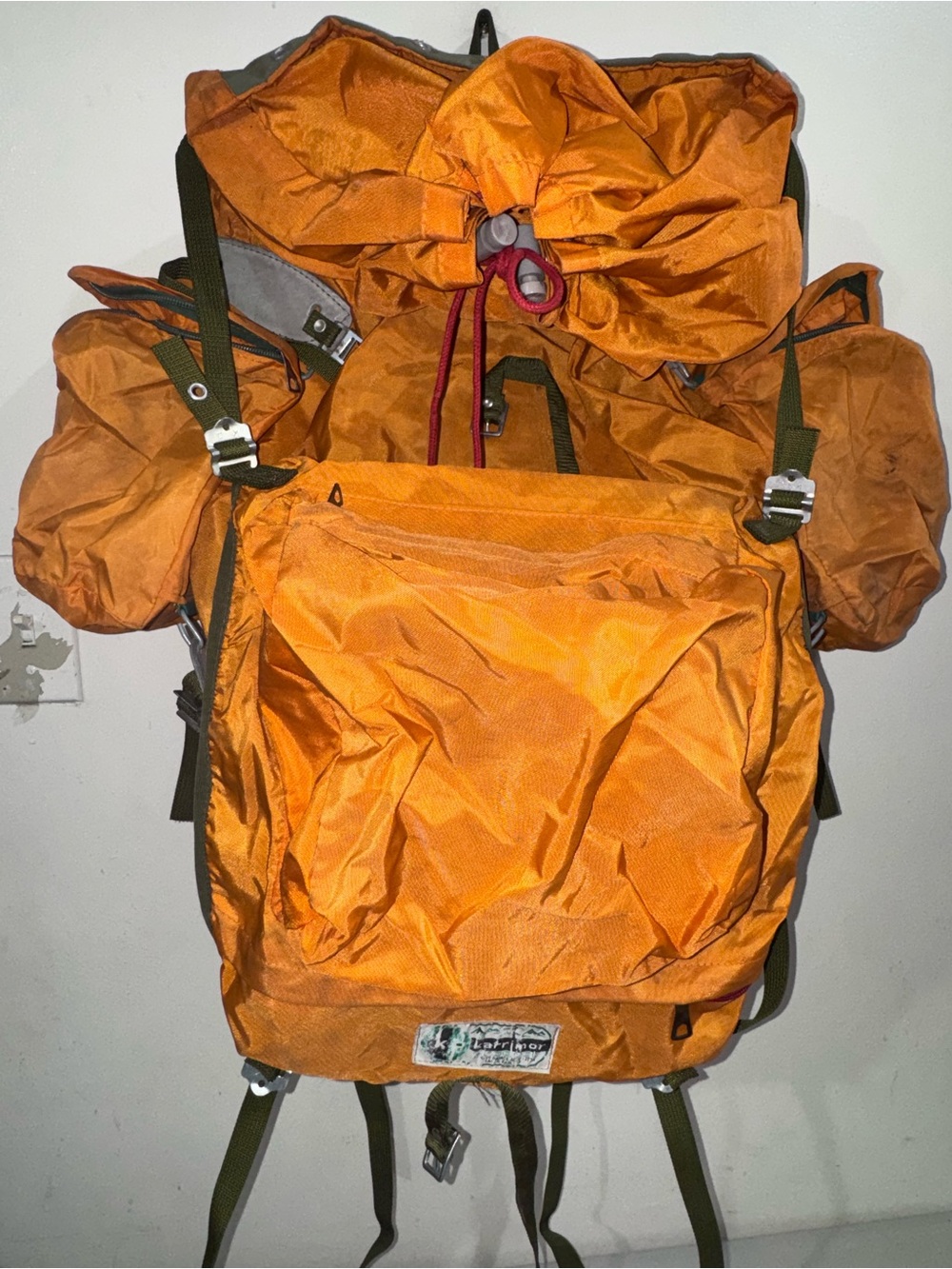 Men’s Orange Outdoor Backpack with Multiple Pocketsin fair condition
